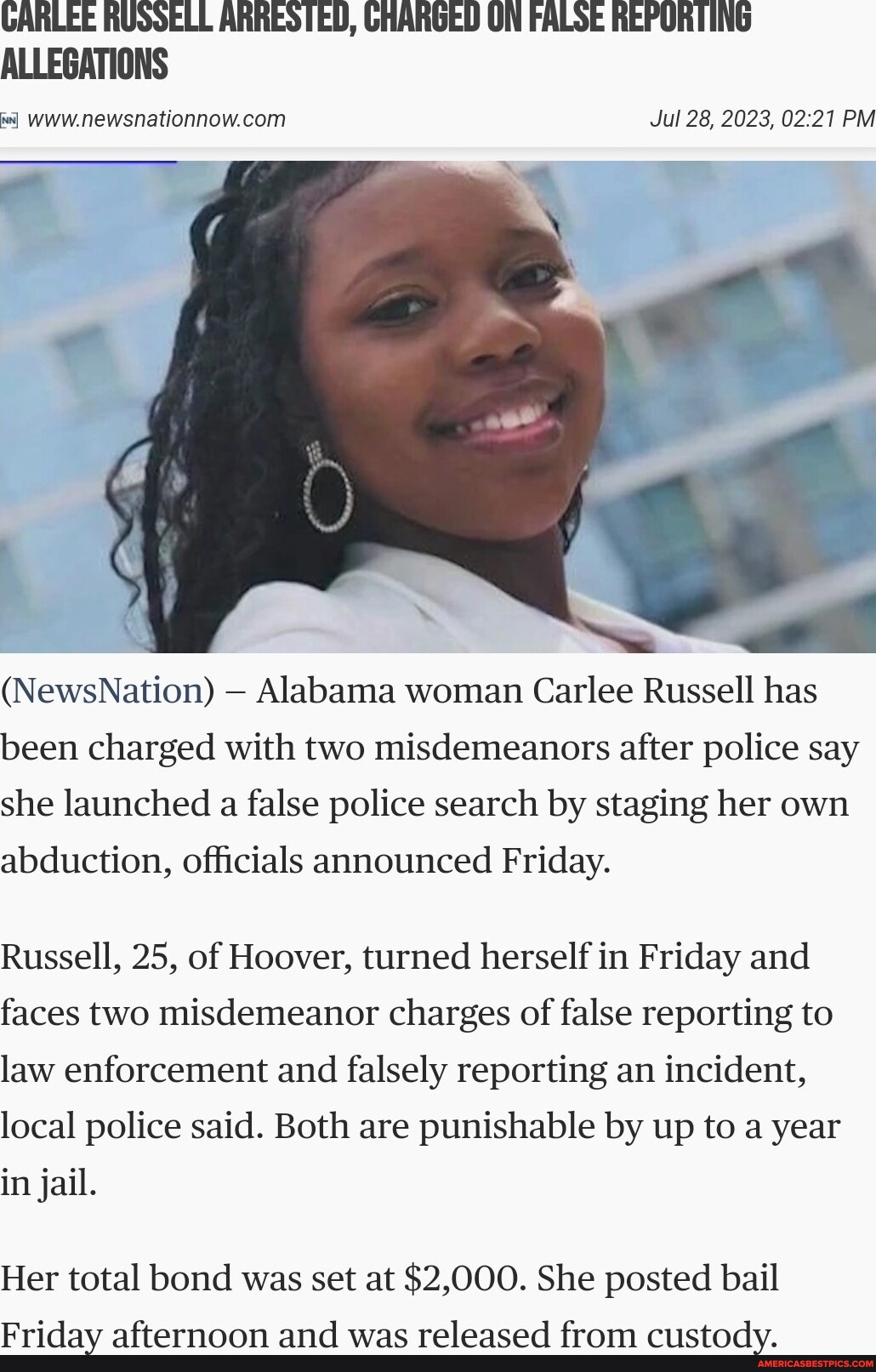 Garlee Russell Arrested Gharged On False Reporting Allegations Jul 28 2023 Pm Newsnation 0277