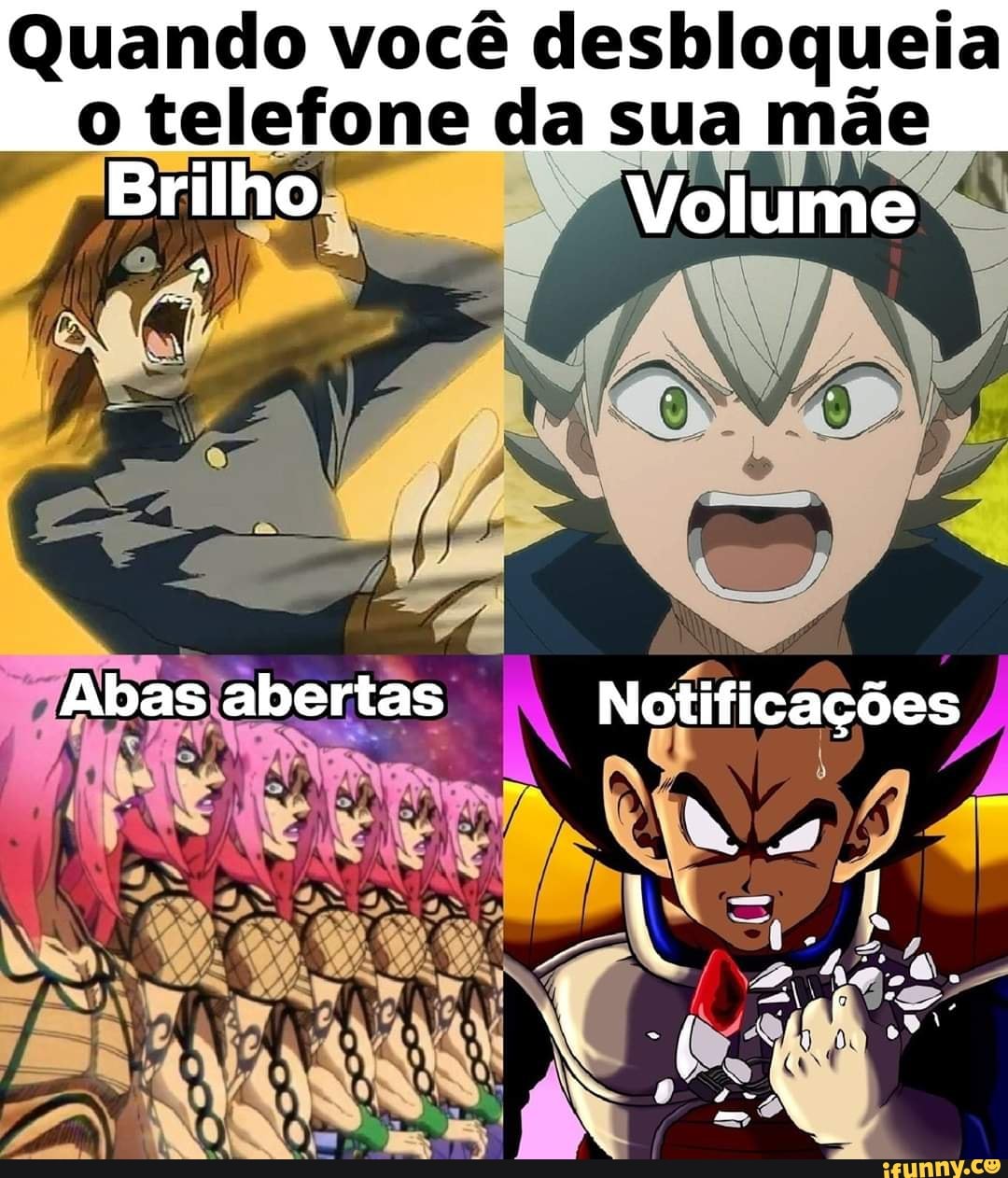 Quando você desbloqueia
o telefone da sua mãe
Brilho Volume
Na
Abas abertas Notificações
I I