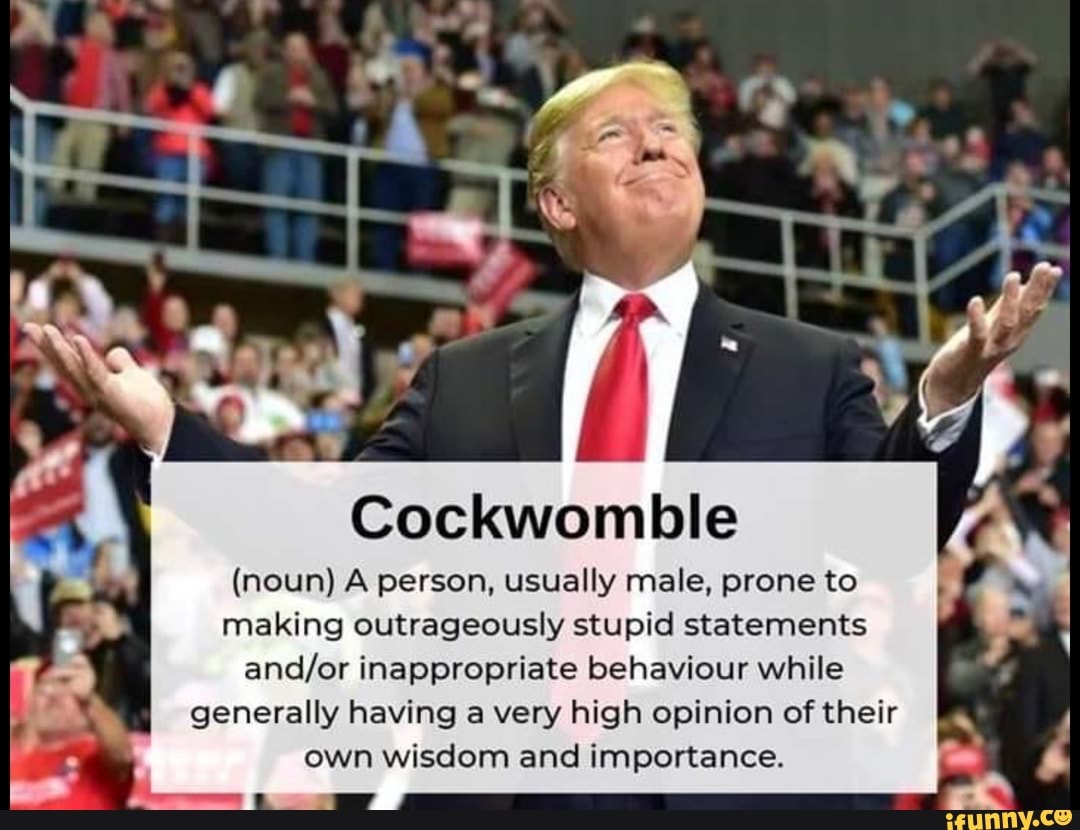 Cockwomble (noun) A person, usually male, prone to making outrageously