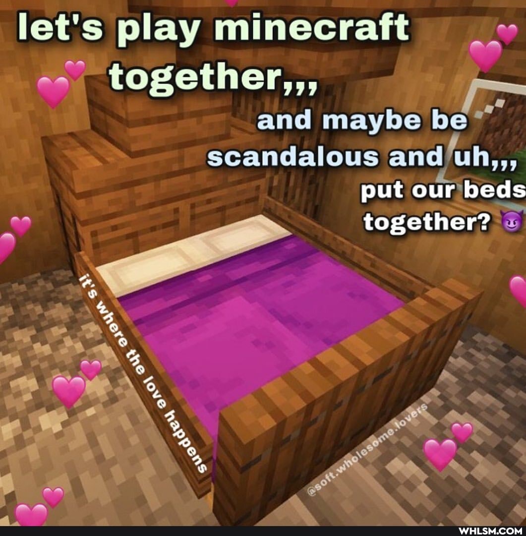 let's play minecraft on together,,,
and maybe be scandalous an put our beds
together?