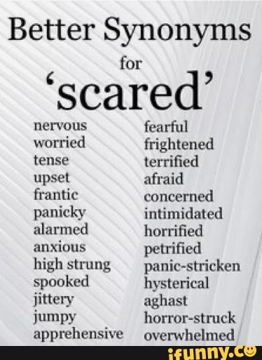 Better Synonyms for 'scared' nervous worried tense upset frantic ...