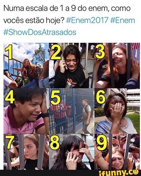 Numa escala de 1 a 9 do enem, como
vocês estão hoje? #Enem2017 #Enem
