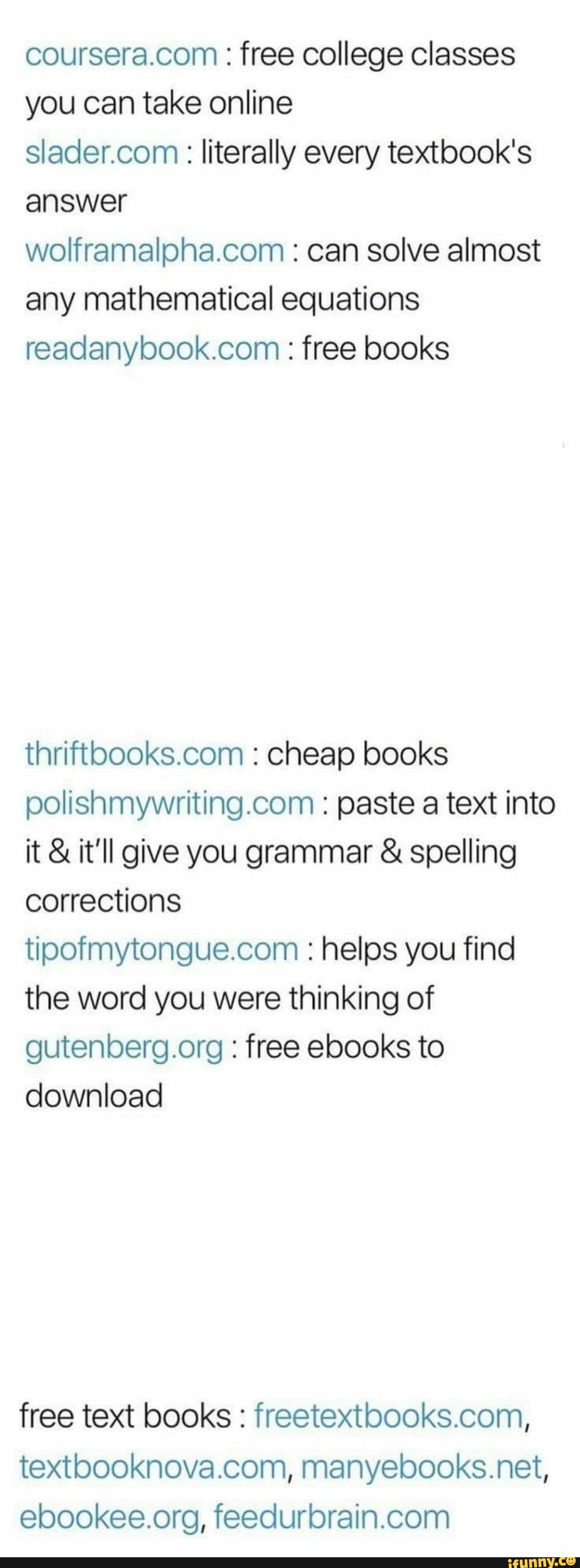 Textbooknova Useful websites - : free college classes you can take online ...