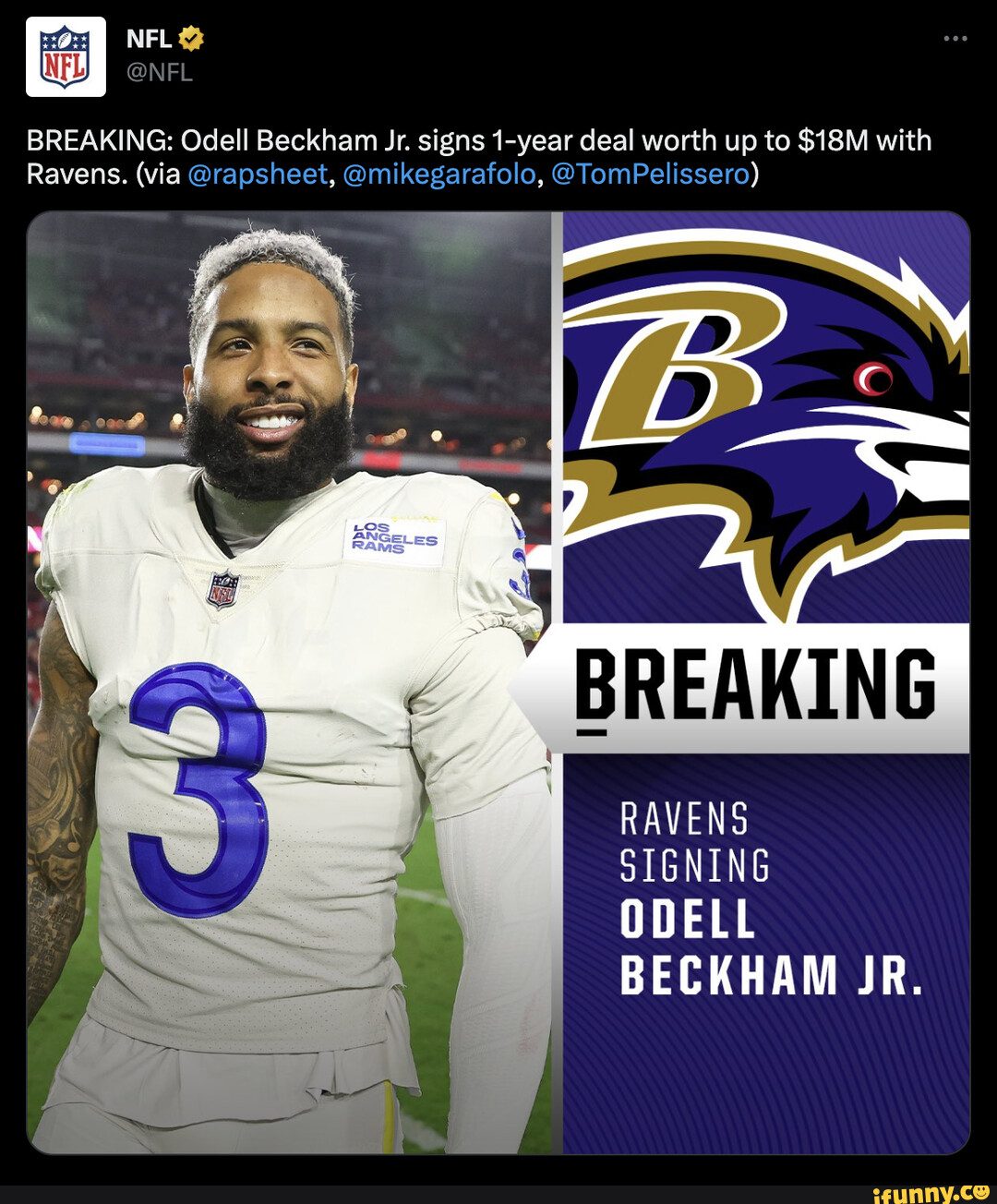 ESPN on X: Breaking: Odell Beckham Jr. is signing with the Ravens