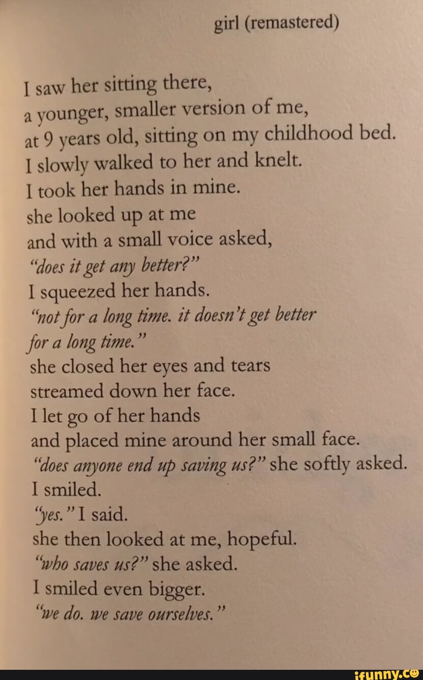 Girl (remastered) I saw her sitting there, a younger, smaller version ...