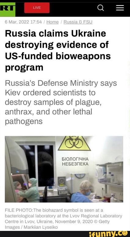 Russia Claims Ukraine Destroying Evidence Of US-funded Bioweapons ...