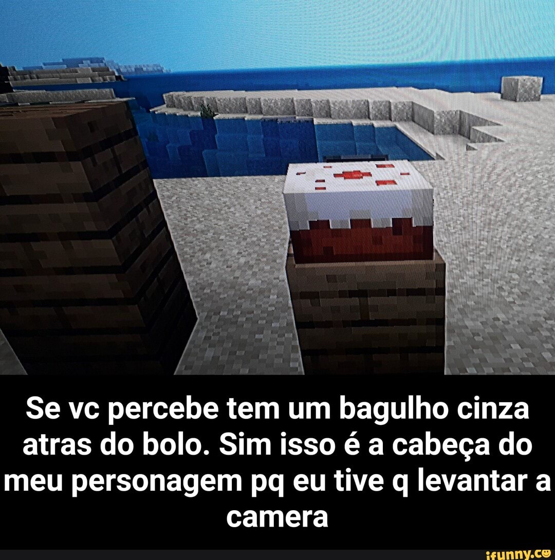 Se vc percebe tem um bagulho cinza atras do bolo. Sim isso é a cabeça do
meu personagem pq eu tive q levantar a
camera - Se vc percebe tem um bagulho cinza atras do bolo. Sim isso é a cabeça do meu personagem pq eu tive q levantar a camera