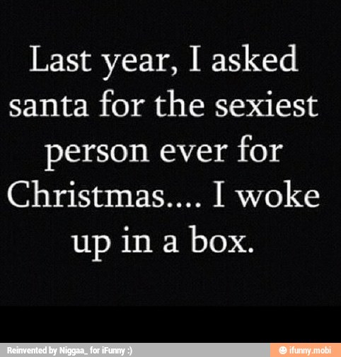 Last year, 1 asked
santa for the sexiest
person ever
for
Christmas.... I woke
up in a
box.
