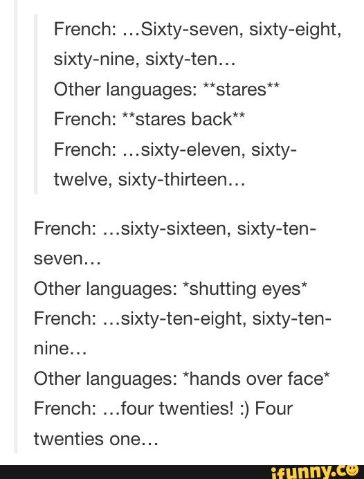 French Sixty Seven Sixty Eight Sixty Nine Sixty Ten Other Languages Stares French Stares Back French Sixty Eleven Sixty Twelve Sixty Thir Teen French Sixty Sixteen Sixty Ten Seven Other Languages Shutting Eyes