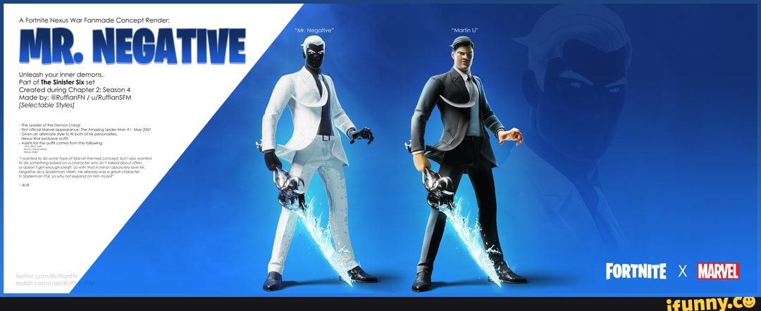 A Fortnite Nexus War Fanmade Concept Render: "Martin Li" "Mr. Negative