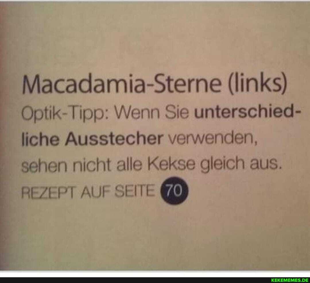 Macadamia-Sterne (links)
'Optik-Tipp: Wenn Sie unterschied-
'liche Ausstecher verwenden, sehen nicht alle Kekse gleich aus.
REZEPT AUF SEITE