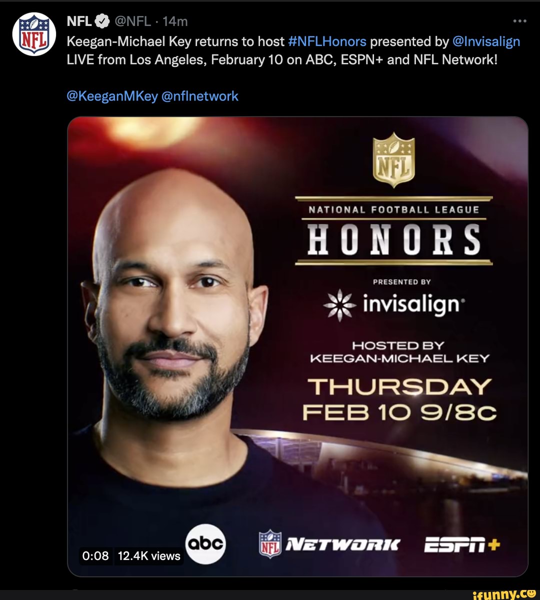 NFL on X: Keegan-Michael Key returns to host #NFLHonors presented by  @Invisalign LIVE from Los Angeles, February 10 on ABC, ESPN+ and NFL Network!  @KeeganMKey @nflnetwork  / X