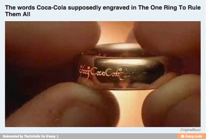 was there coca cola on the lord of the rings ring