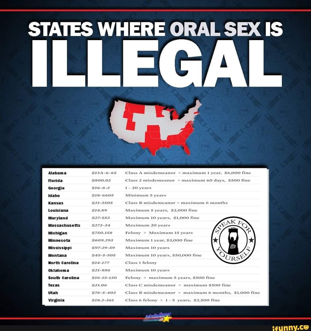 STATES WHERE ORAL SEX IS ILLEGAL Alabama Florida Georgia Idaho Kansas ...