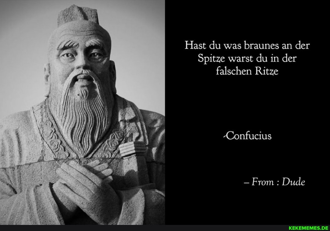 Hast du was braunes an der Spitze warst du in der falschen Ritze -Confucius From