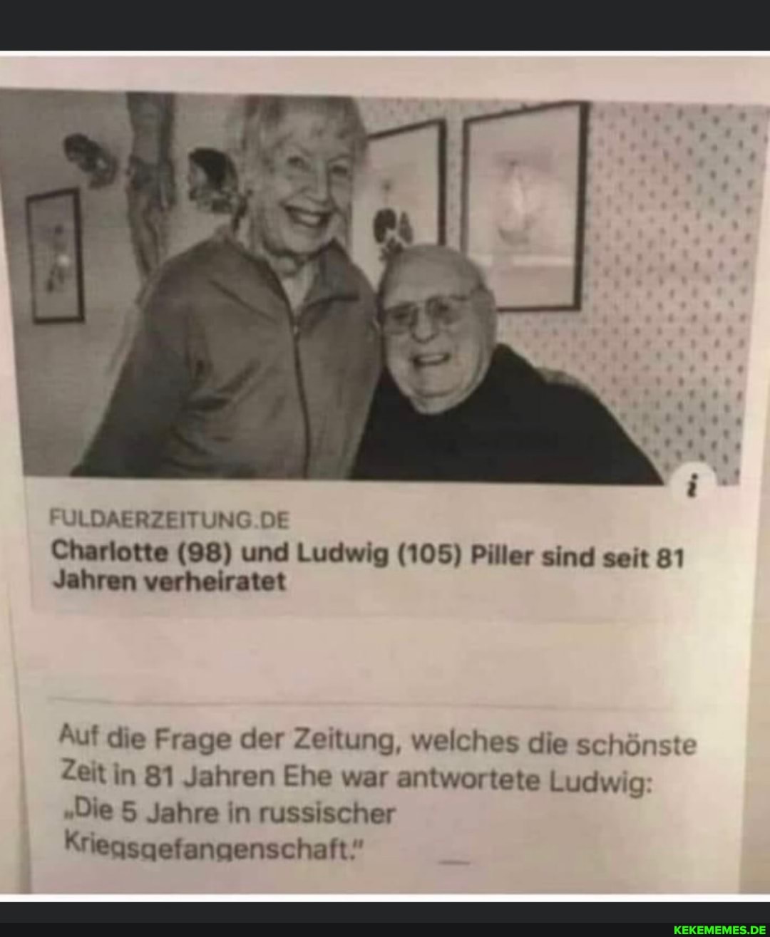 DE Charlotte (98) und Ludwig (105) Piller sind seit 81 Jahren verheiratet Auf di