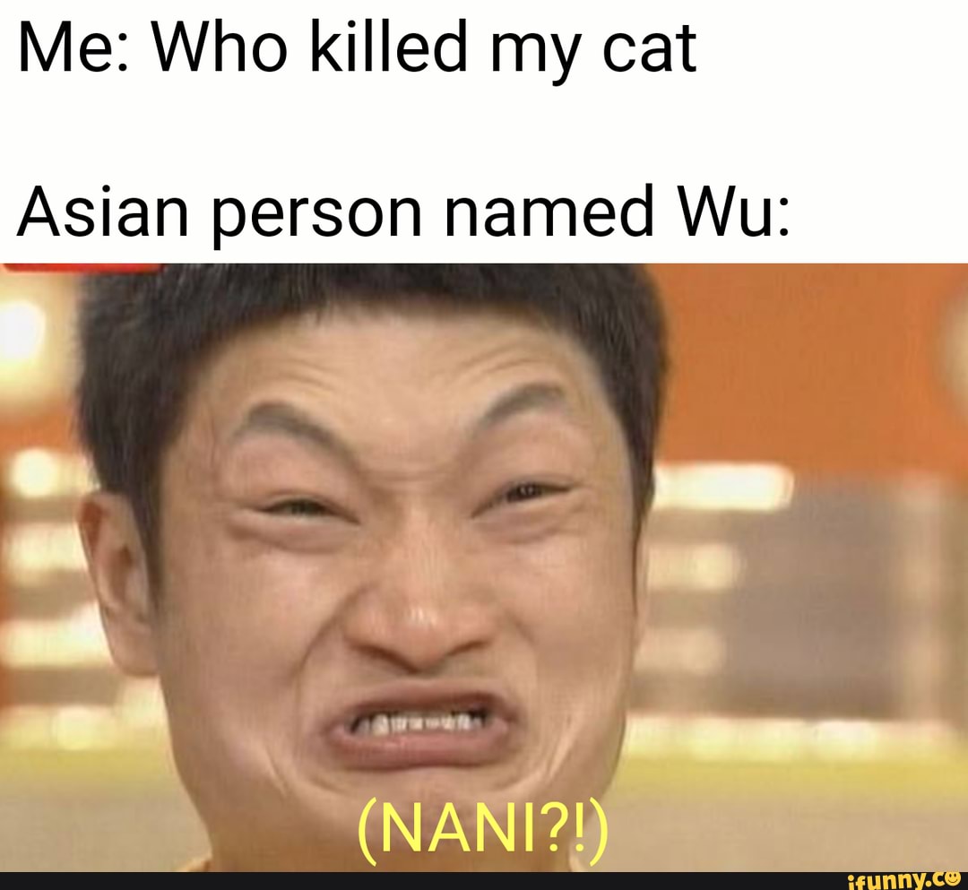 Me: Who killed my cat
Asian person named Wu:
