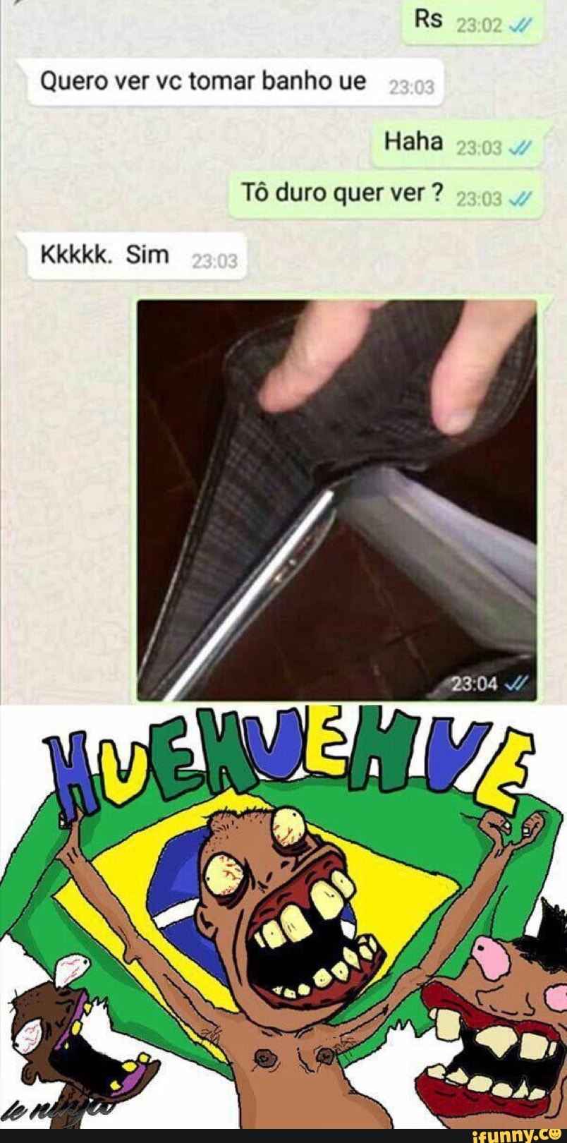 Quero ver vc tomar banho ue
Tô duro quer ver?
Kkkkk. Sim