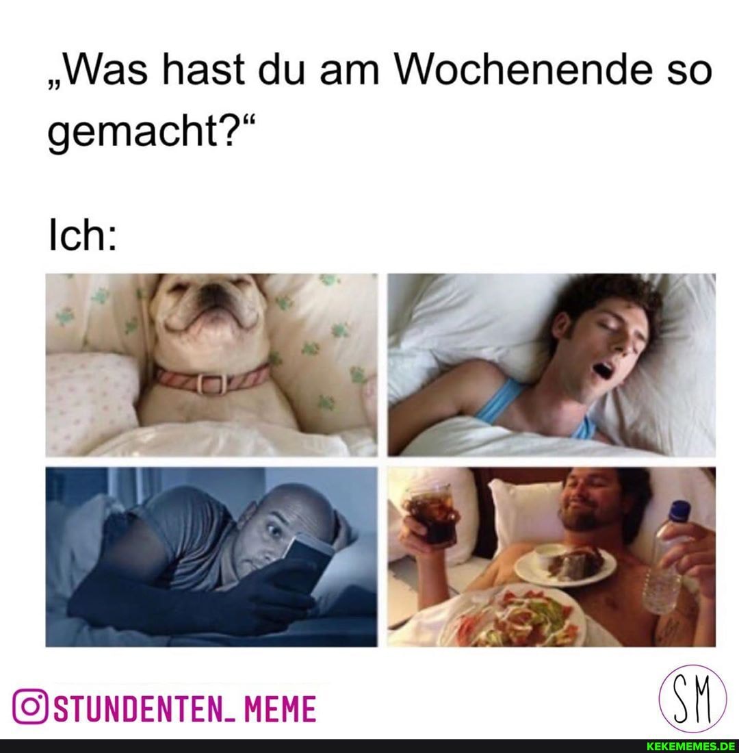 "Was hast du am Wochenende so gemacht?"
Ich:
MEME