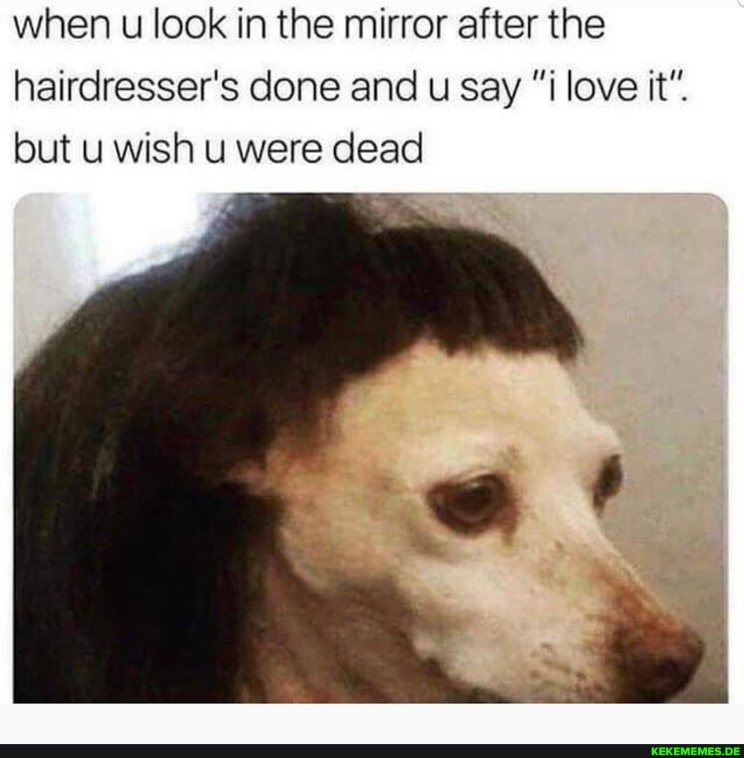 when u look in the mirror after the hairdresser's done and u say "i love it".
but u wish u were dead