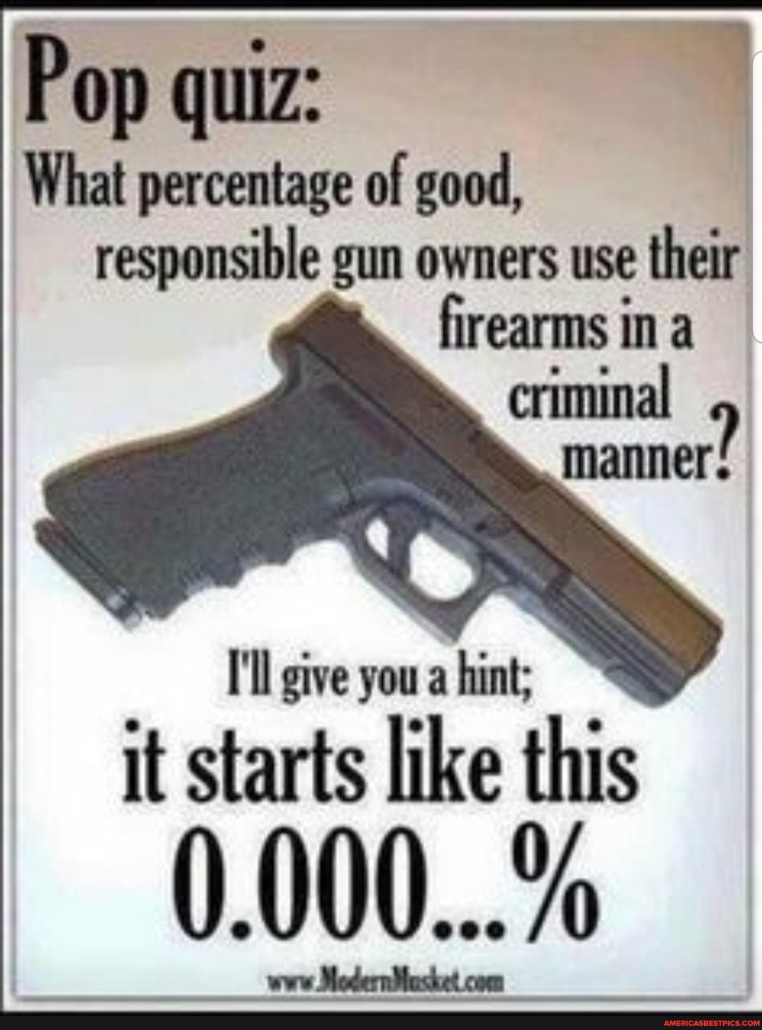 Pop quiz What percentage of good, responsible gun owners use their I