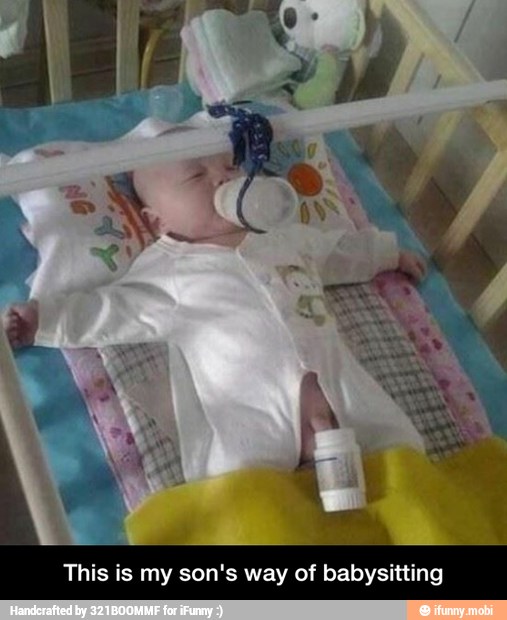 This is my son's way of babysitting - This is my son's way of babysitting