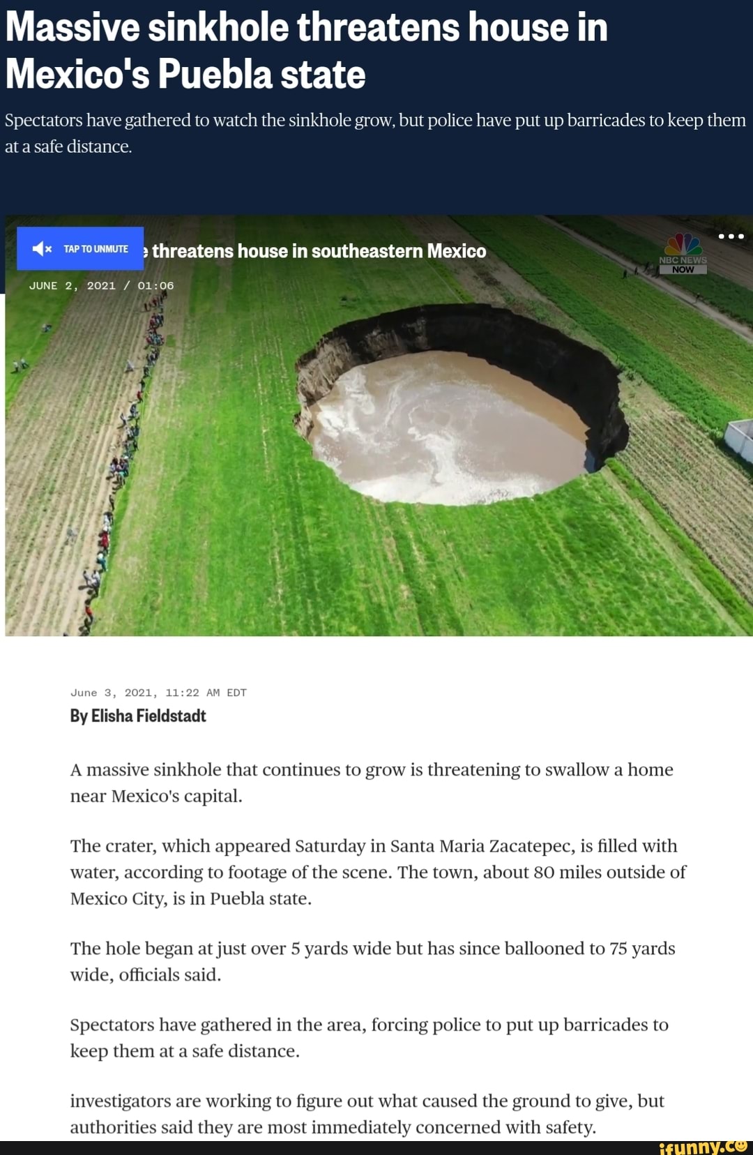 Massive Sinkhole Threatens House In Mexico's Puebla State Spectators ...