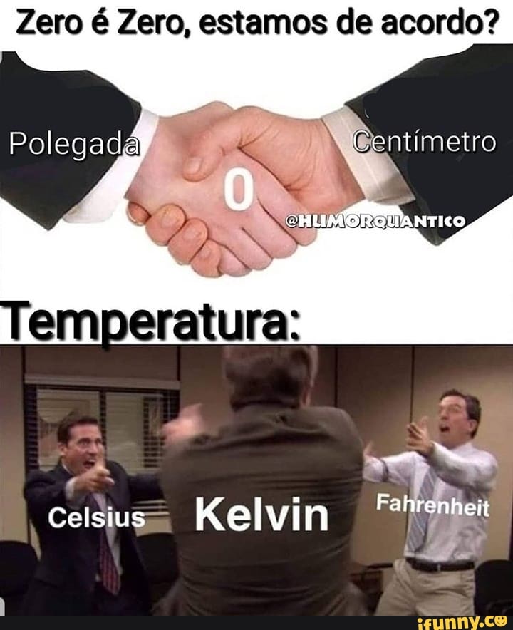 Zero é Zero, estamos de acordo?
E
Celsius= Kelvin Fai wy