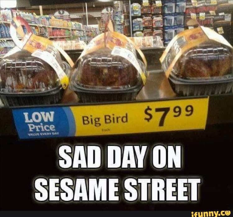 Big Bird $7 99
SAD DAY ON SESAME STREET