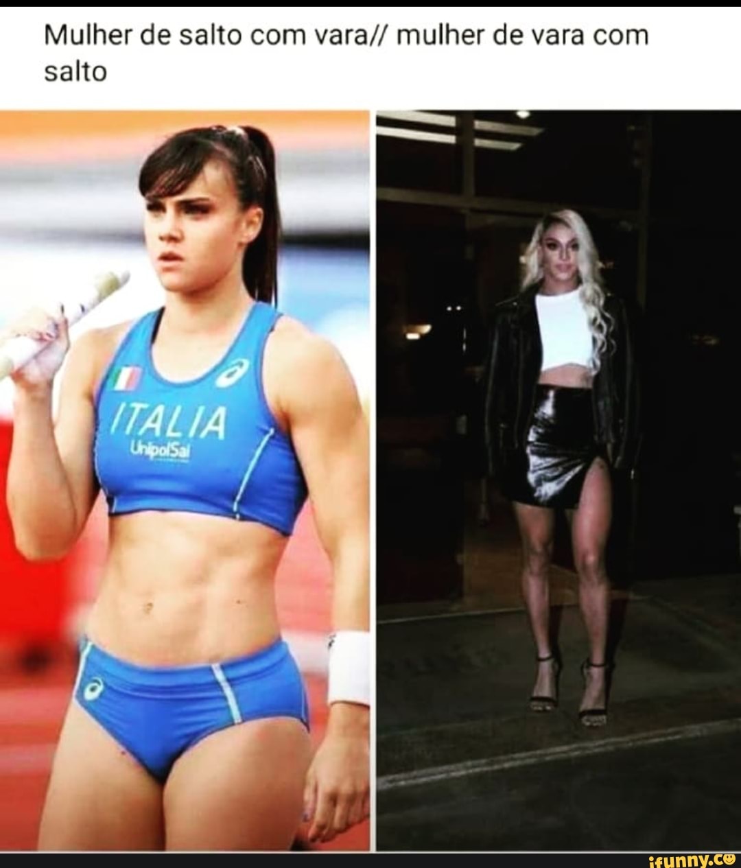 Mulher de salto com vara// mulher de vara com
salto