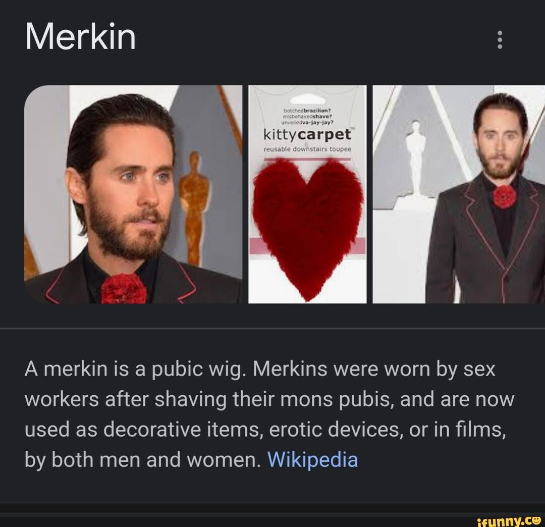 Mierkin Amerkin is a pubic wig. Merkins were worn by sex workers after
