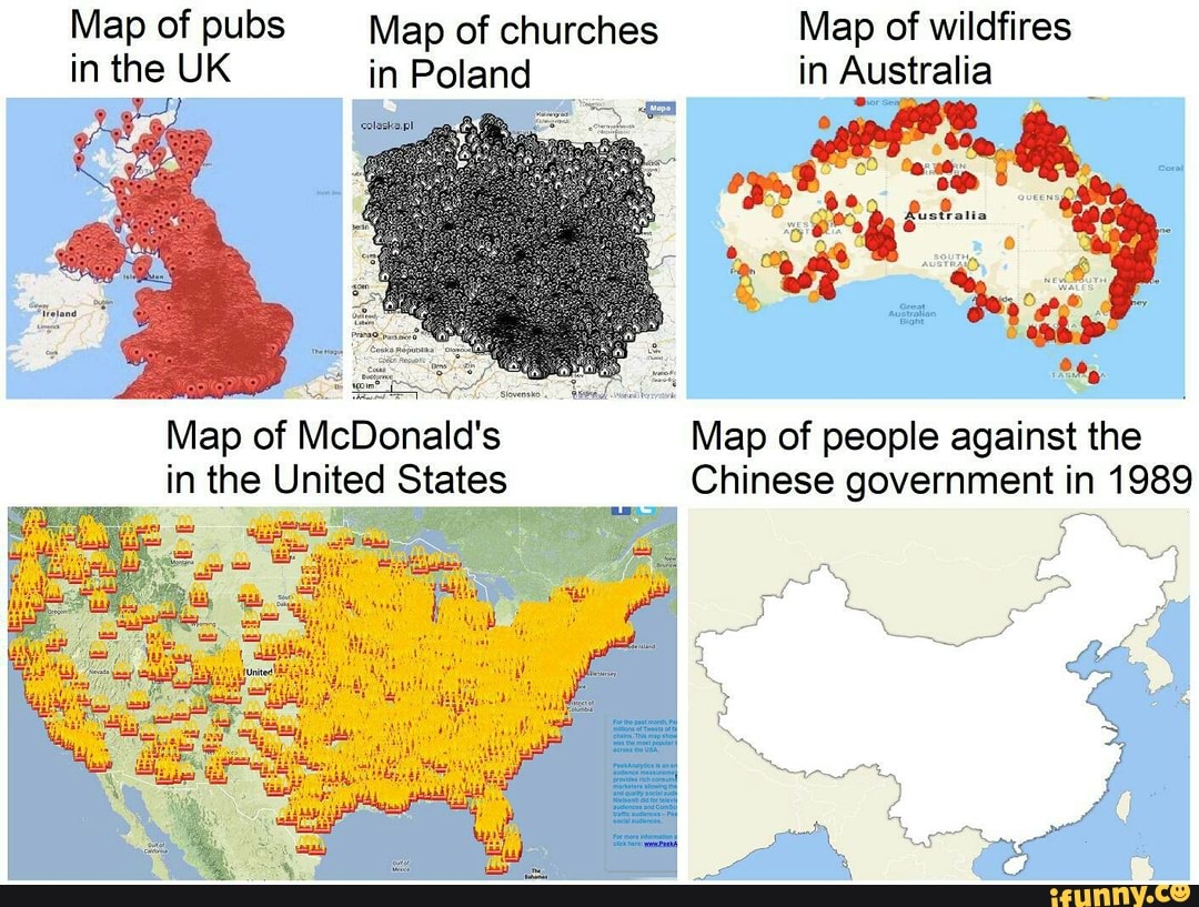 Map of pubs Map of churches Map of wildfires in the UK in Poland in ...