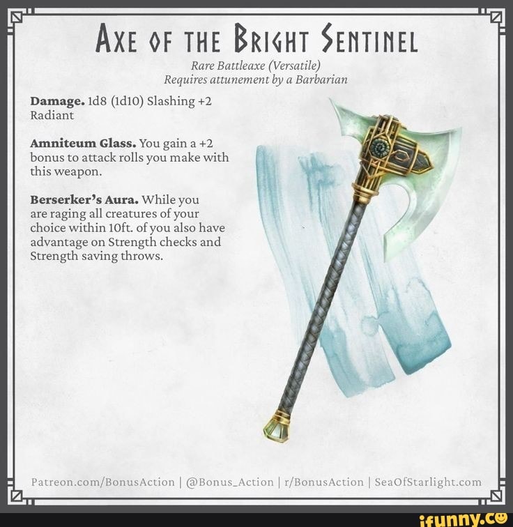 AXE OF THE BRIGHT SENTINEL Rare Battleaxe (Versatile) Requires ...