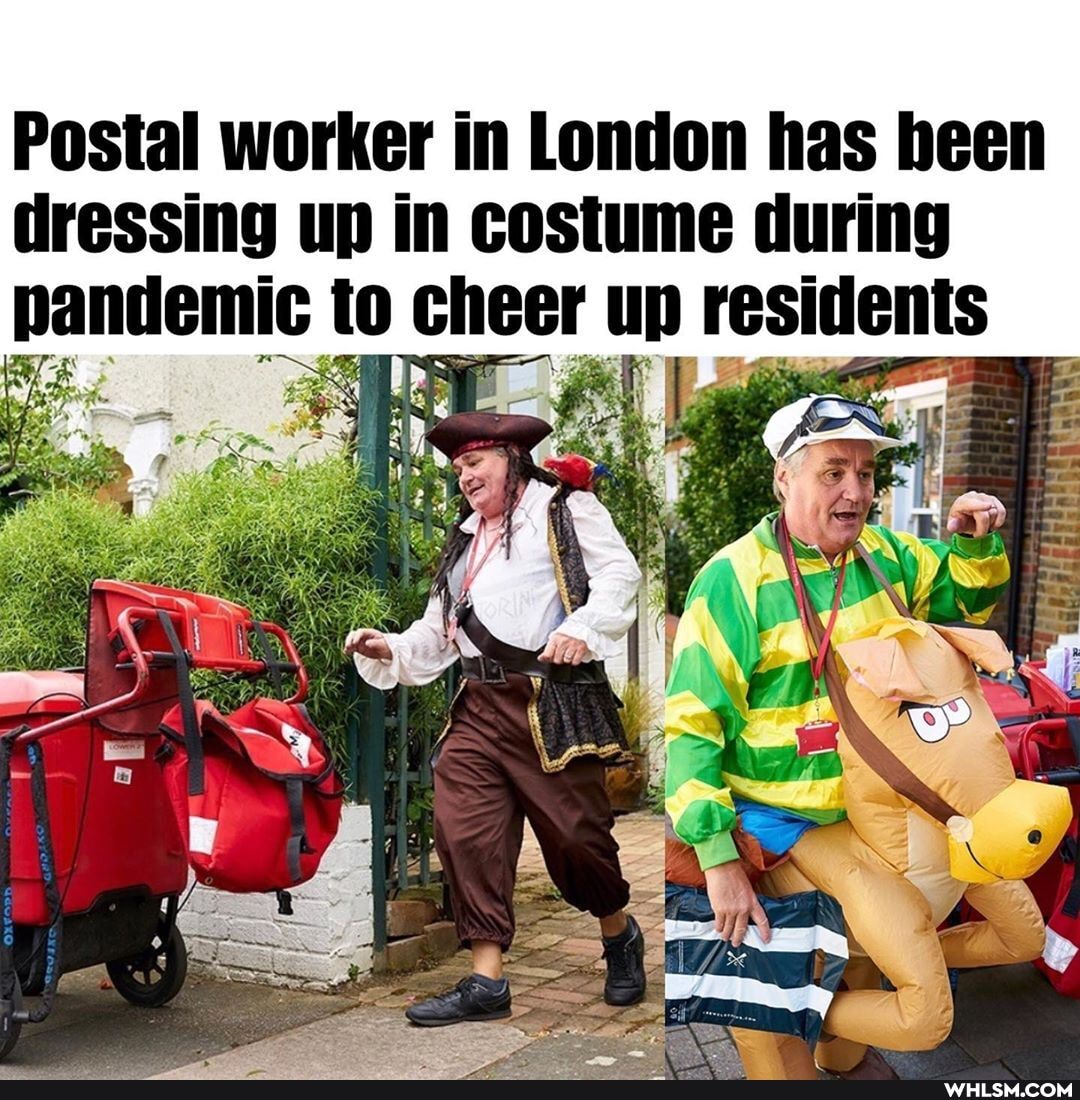 Postal worker in London has been dressing up in costume during pandemic to cheer up residents