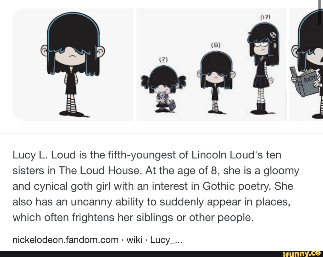 Lucy L. Loud is the fifth-youngest of Lincoln Loud's ten sisters in The ...