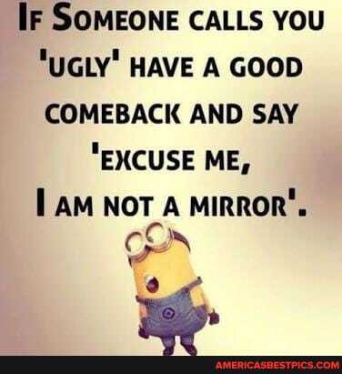 IF SOMEONE CALLS YOU
"UGLY' HAVE A GOOD COMEBACK AND SAY
"EXCUSE ME,
AM NOT A MiRROR'.