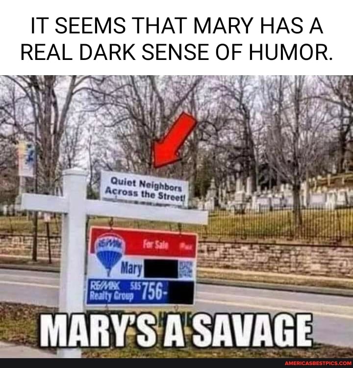 IT SEEMS THAT MARY HAS A REAL DARK SENSE OF HUMOR.
MARY'S SAVAGE