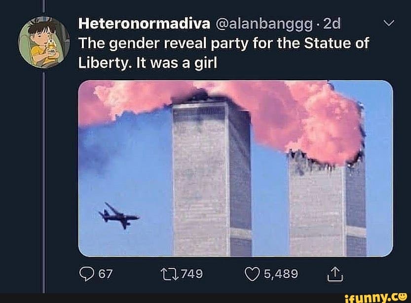 Heteronormadiva alanbanggg The gender reveal party for the Statue of