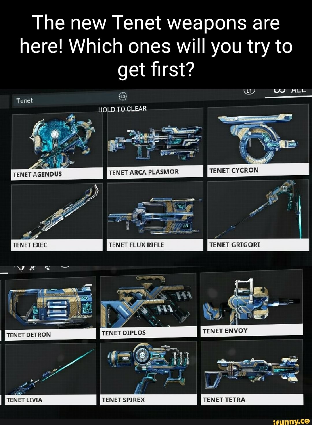 The new Tenet weapons are here! Which ones will you try to get 