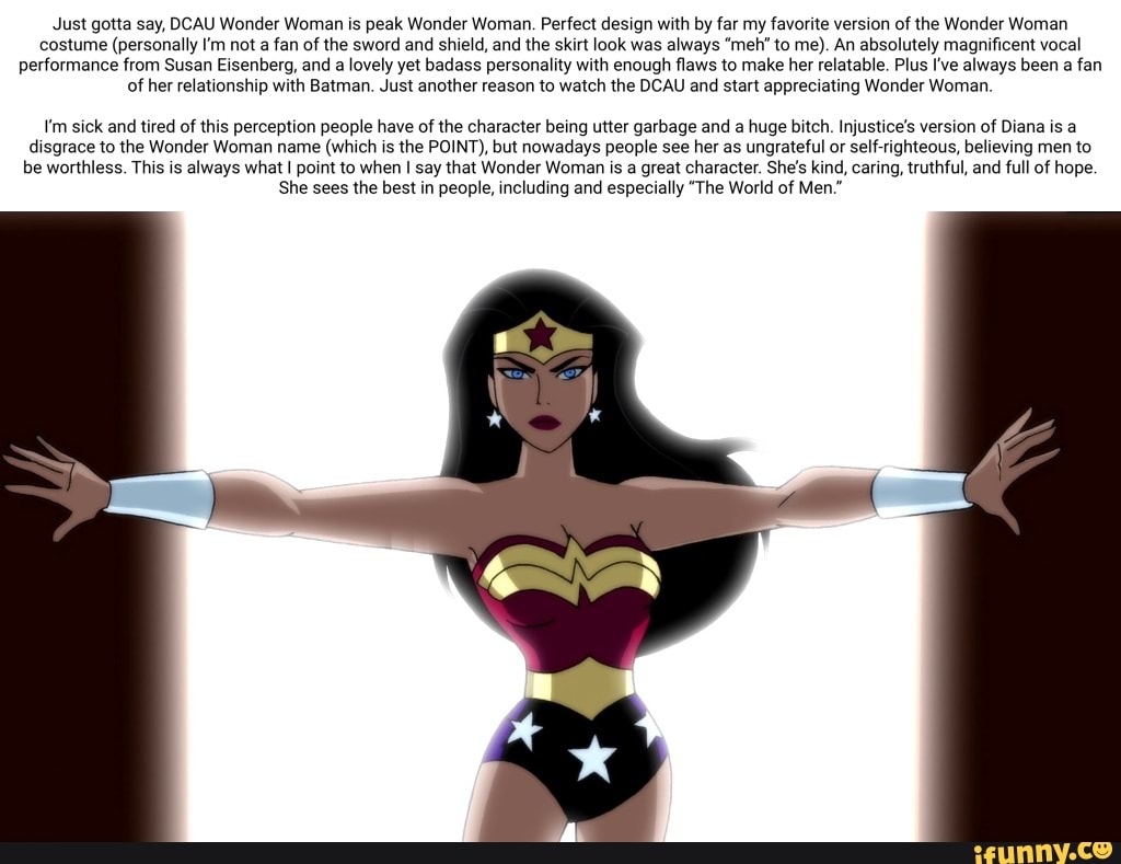 Just Gotta Say DCAU Wonder Woman Is Peak Wonder Woman Perfect Design 