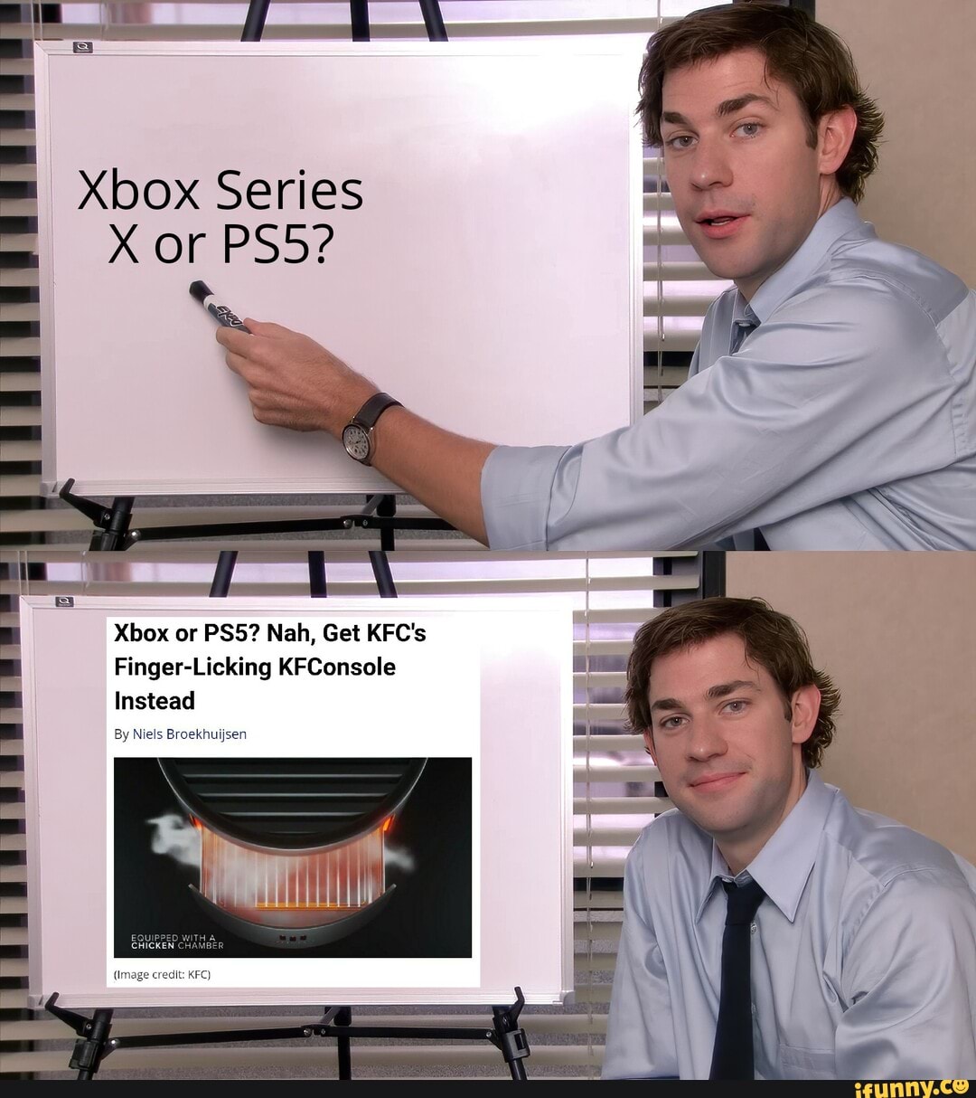 Xbox Series
Xor PSS?
Xbox or Nah, Get KFC's
Finger-Licking KFConsole
Instead
By Niels Broekhuijsen
(Image credit: KFC)