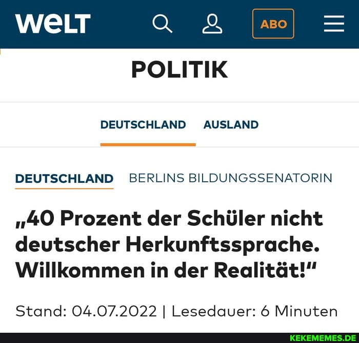 WeLT = POLITIK DEUTSCHLAND AUSLAND DEUTSCHLAND BERLINS BILDUNGSSENATORIN 140 Pro