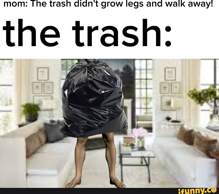 Mom the trash didnt grow legs and walk away! the trash iFunny