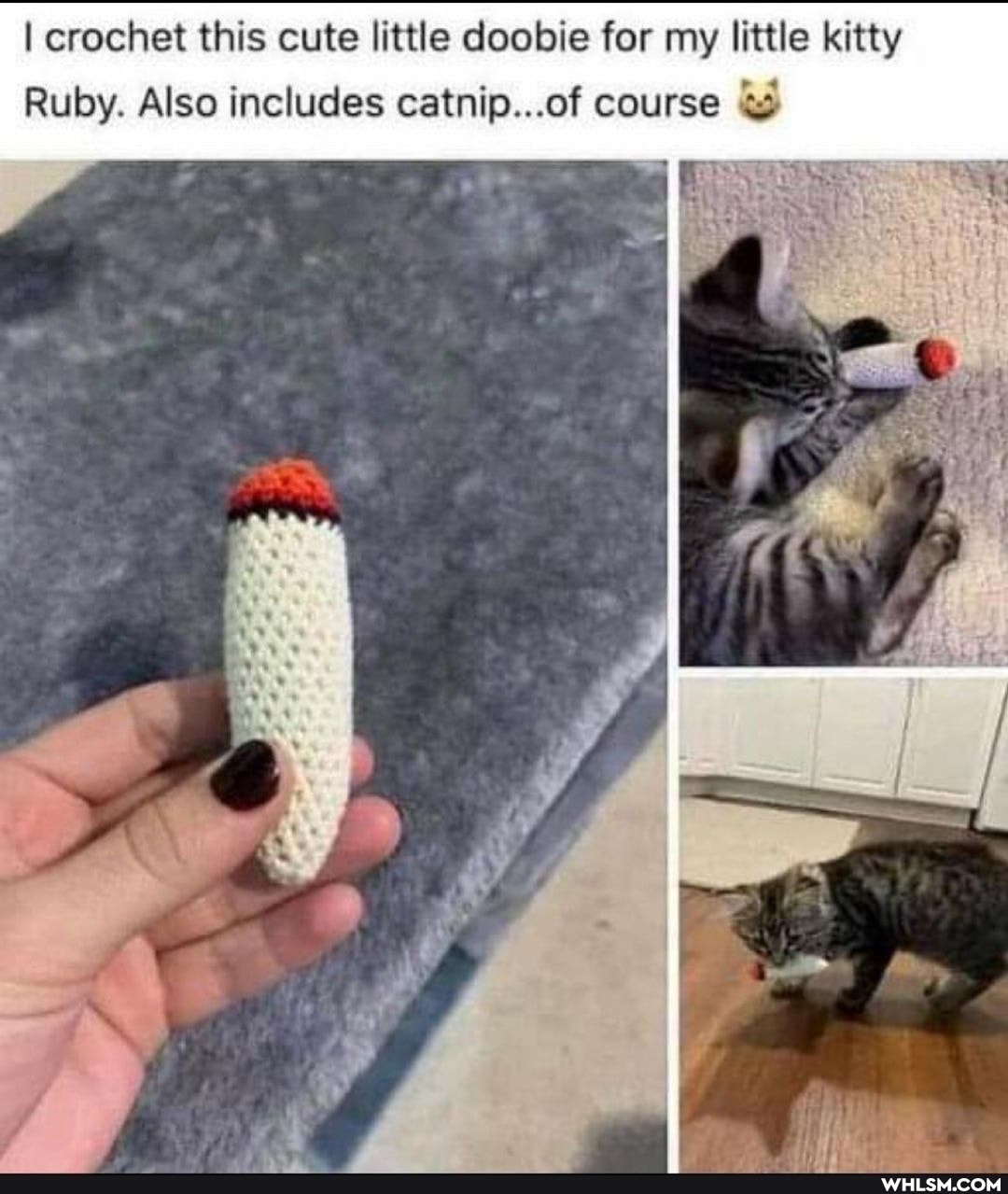 I crochet this cute little doobie for my little kitty
Ruby. Also includes catnip...of course