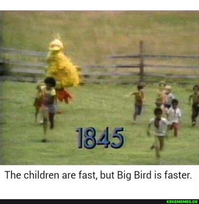 The children are fast, but Big Bird is faster.