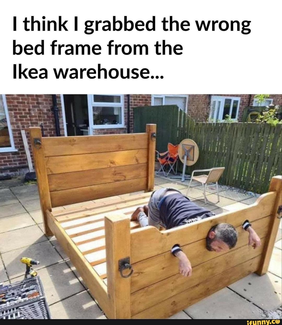 Think I grabbed the wrong bed frame from the Ikea warehouse... We iFunny