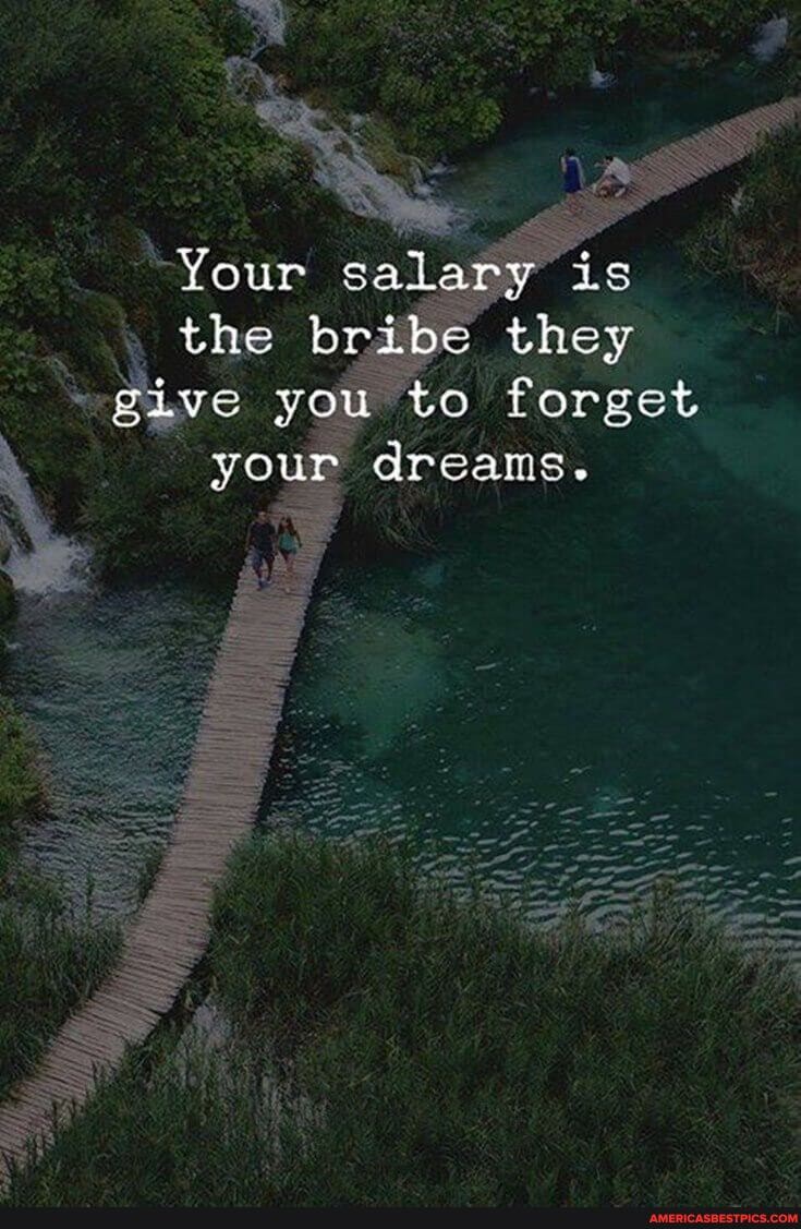 Your salary is the bribe they give you to forget your dreams.