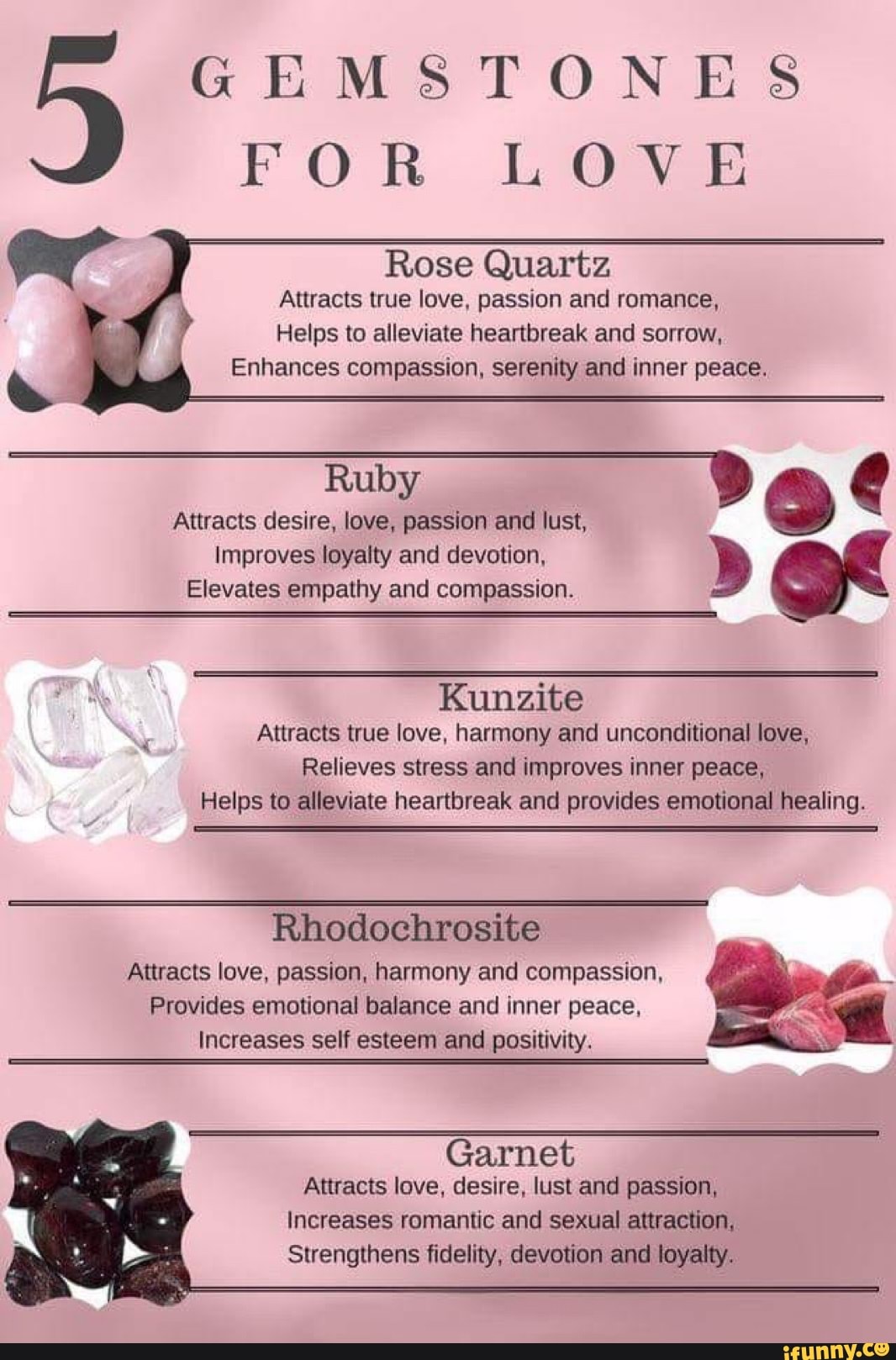Ruby Emotions GEMSTONES FOR LOVE Rose Quartz Attracts [me love. passion and romance ...