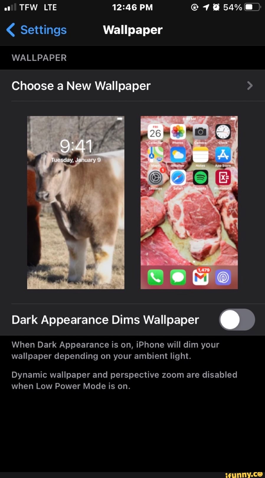 PM Settings Wallpaper WALLPAPER Choose a New Wallpaper > Dark