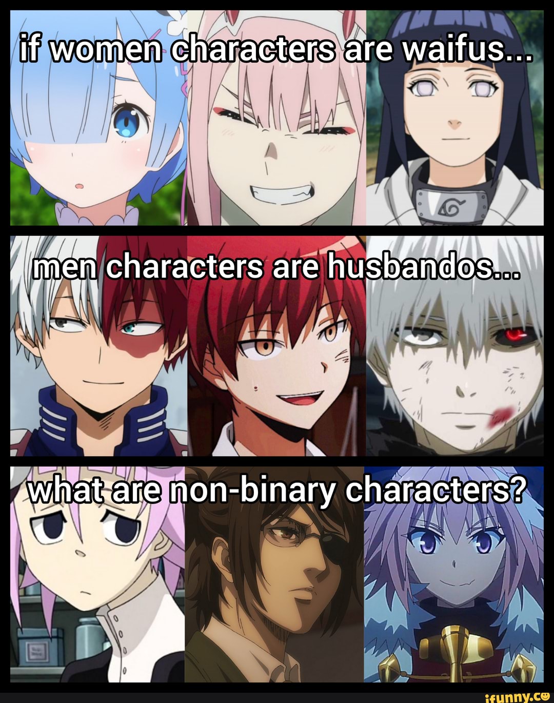 If women characters are waifus... men characters are hugbandos... what ...